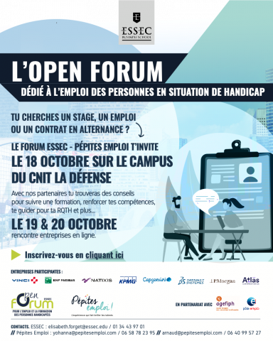 Rendez-vous à l'OPEN FORUM de l'ESSEC - Forum dédié à l'emploi des personnes en situation de handicap