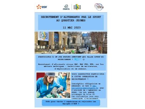 EDF : RECRUTEMENT D’ALTERNANTS PAR LE SPORT AU QUARTIER JEUNES